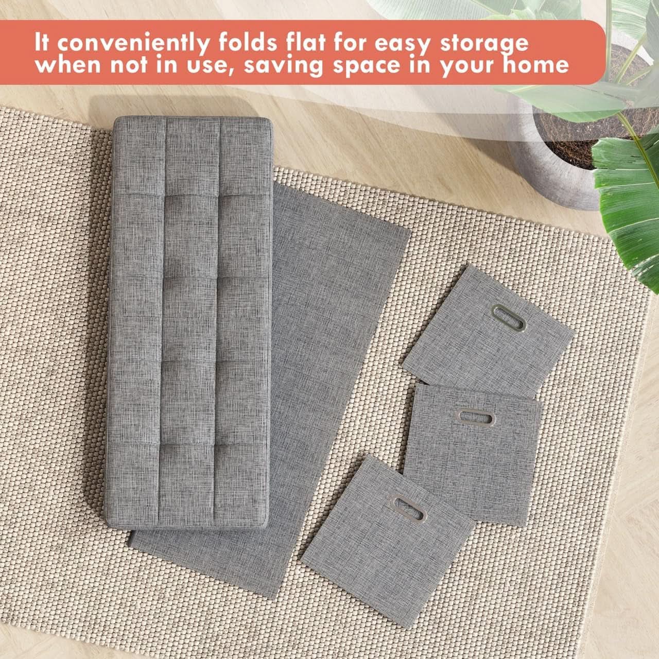 Oversized Forty Inch Gray Storage Ottoman With Drawers from PriceLows™