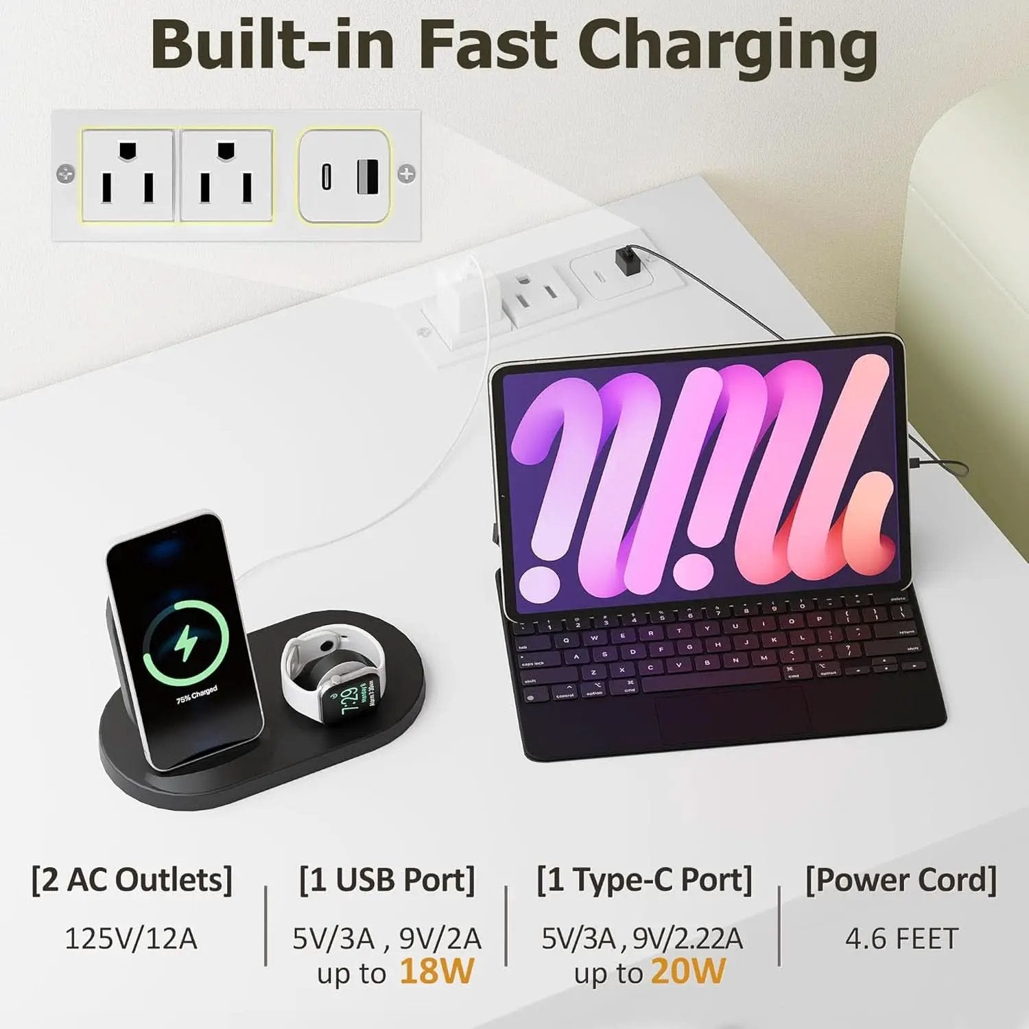 Eggshell WardrobeSystem Six Drawer Dresser With USB Type C Charging from PriceLows™