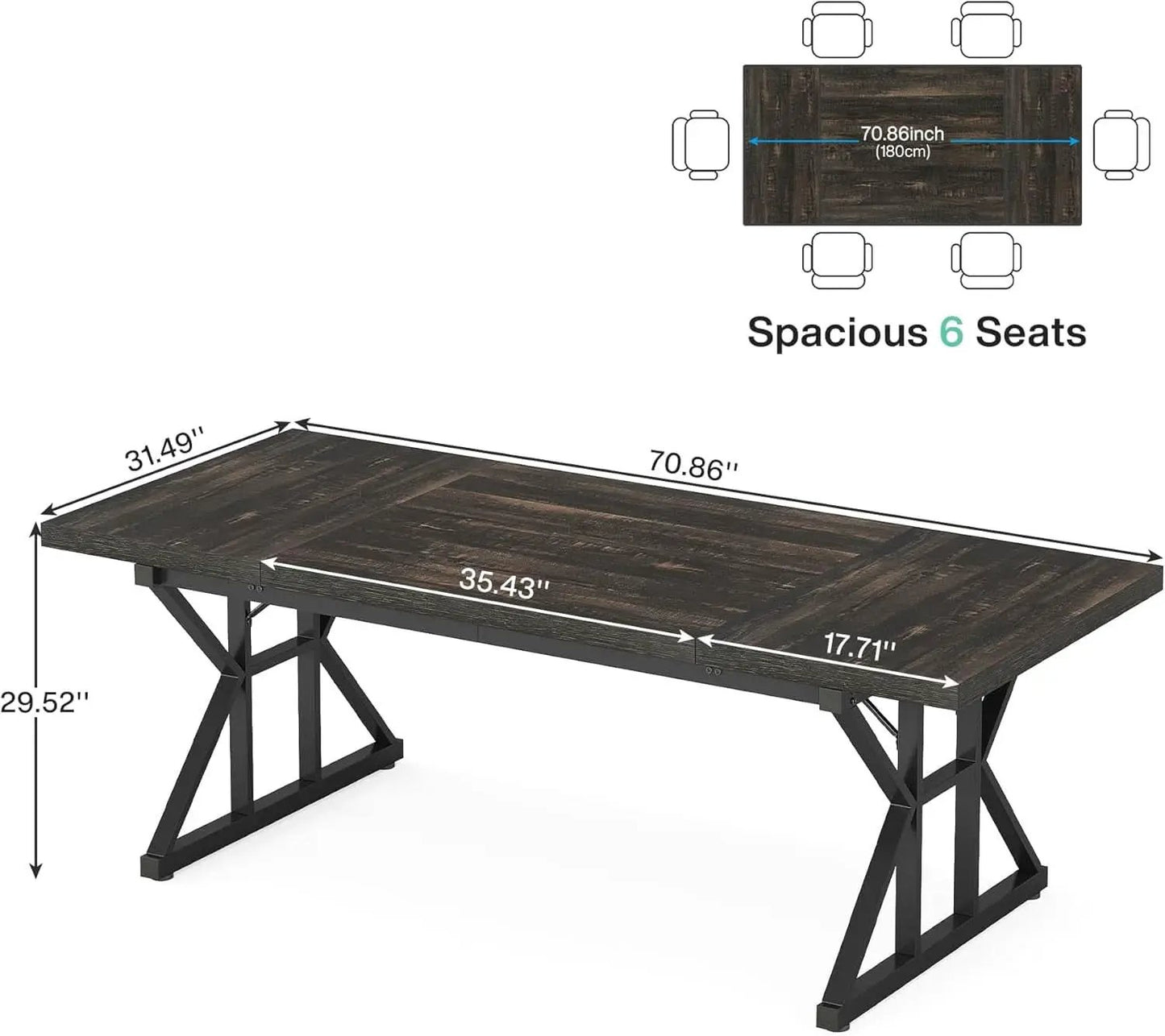 70.8 Inch Executive Desk Black Oak Office Desk Home Office from PriceLows™