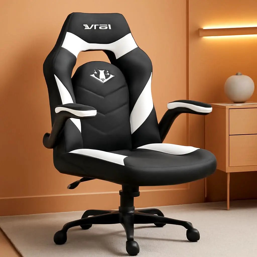 White Gaming Chair With Lumbar Support And Flip Up Arms from PriceLows™