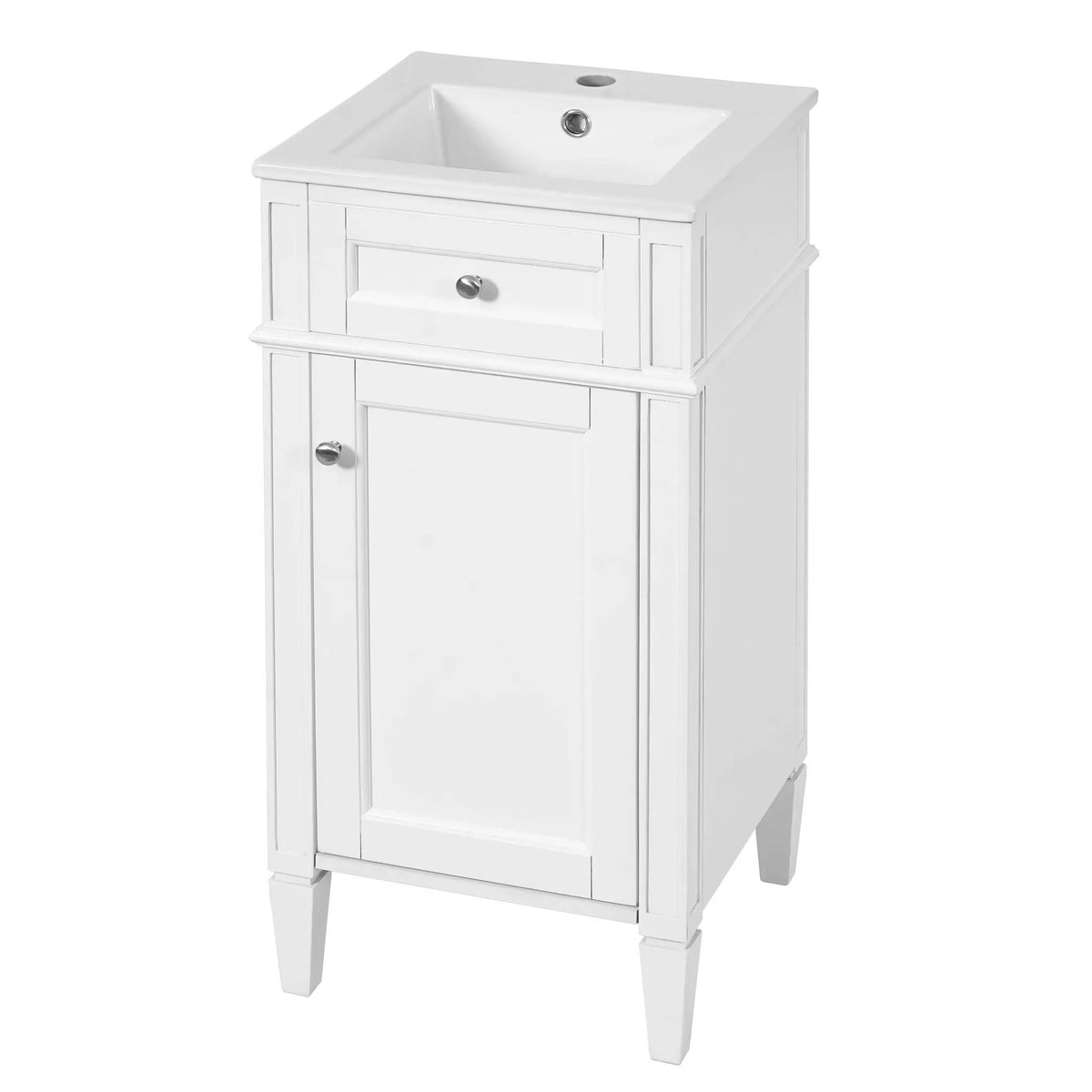 French Style Bathroom Vanity | Integrated Ceramic Sink | Fluted Panels | Solid Wood Legs