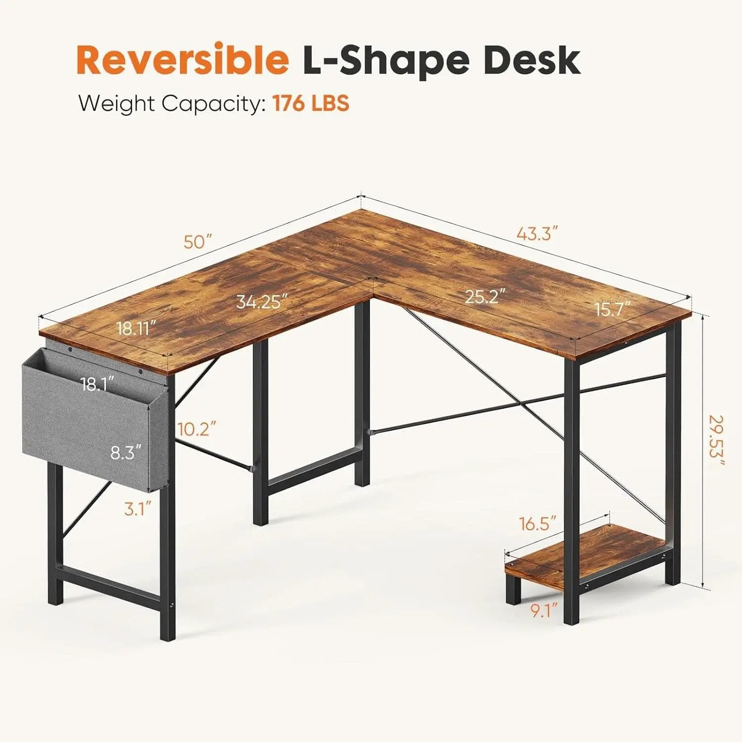 Corner L Shaped Gaming Desk With CPU Stand And Side Bag from PriceLows™