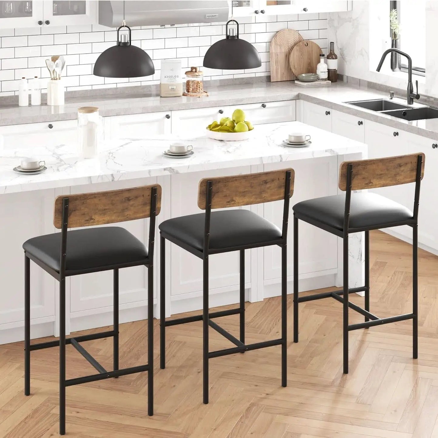 Upholstered Bar Stools Set of Two with Backrest from PriceLows™