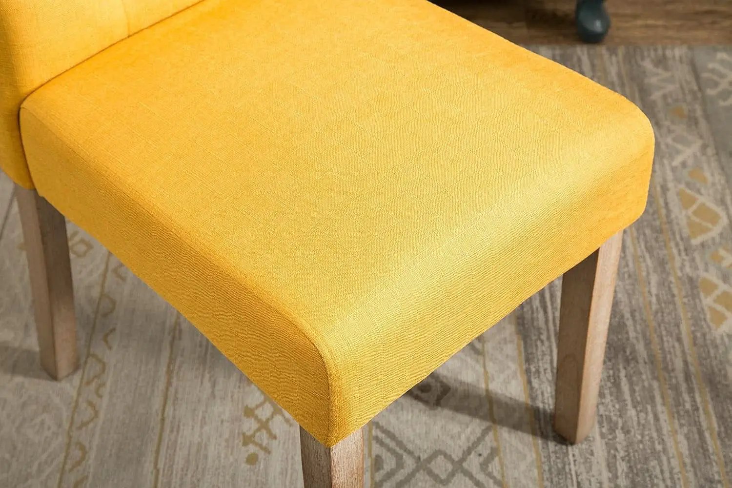 Solid Wood Tufted Parsons Yellow Dining Chair Set Of 2 from PriceLows™