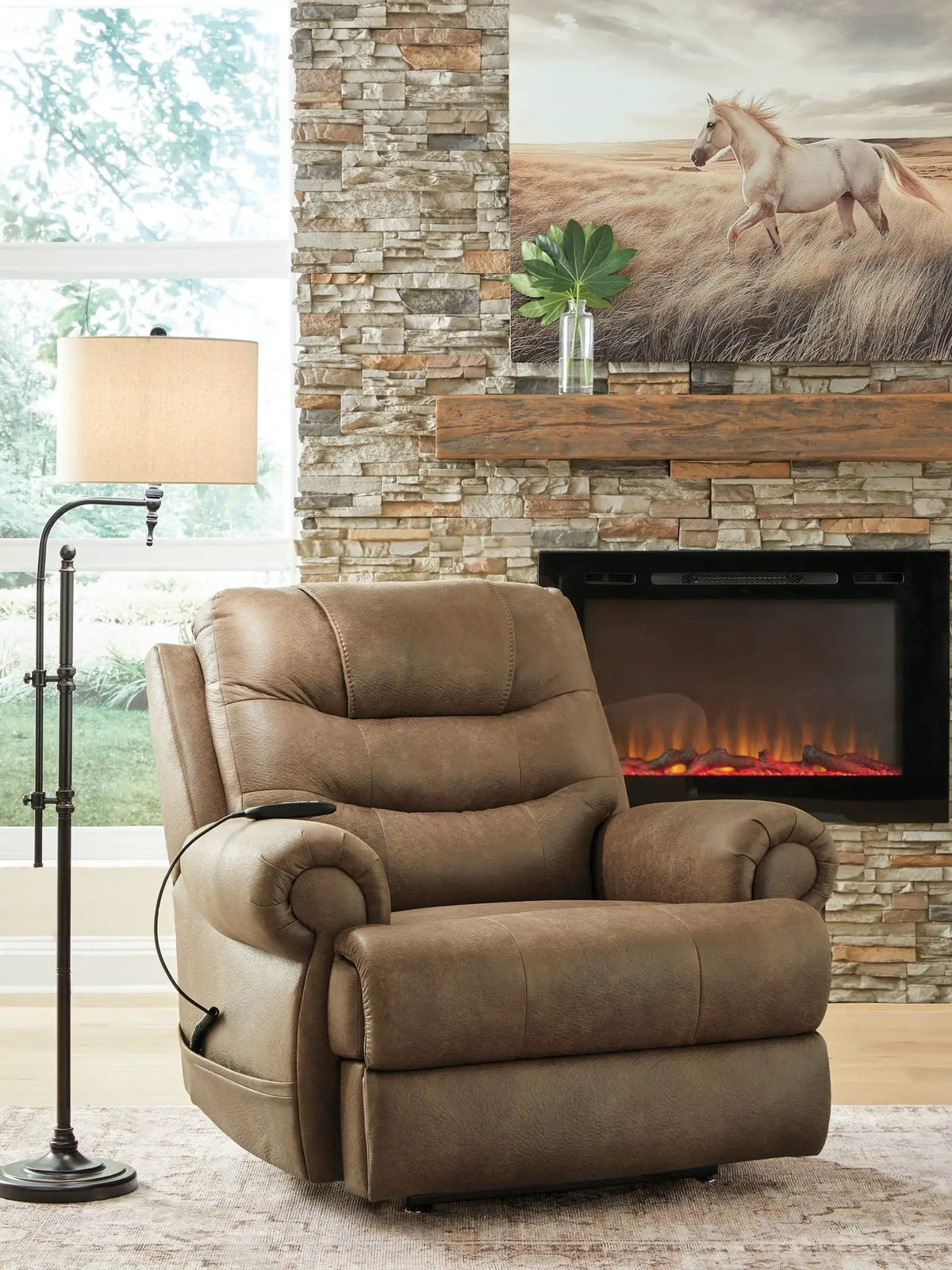 Revived and Restored Power Lift Recliner Lift Chair | 2 Pieces | Faux Leather & Steel | Living Room