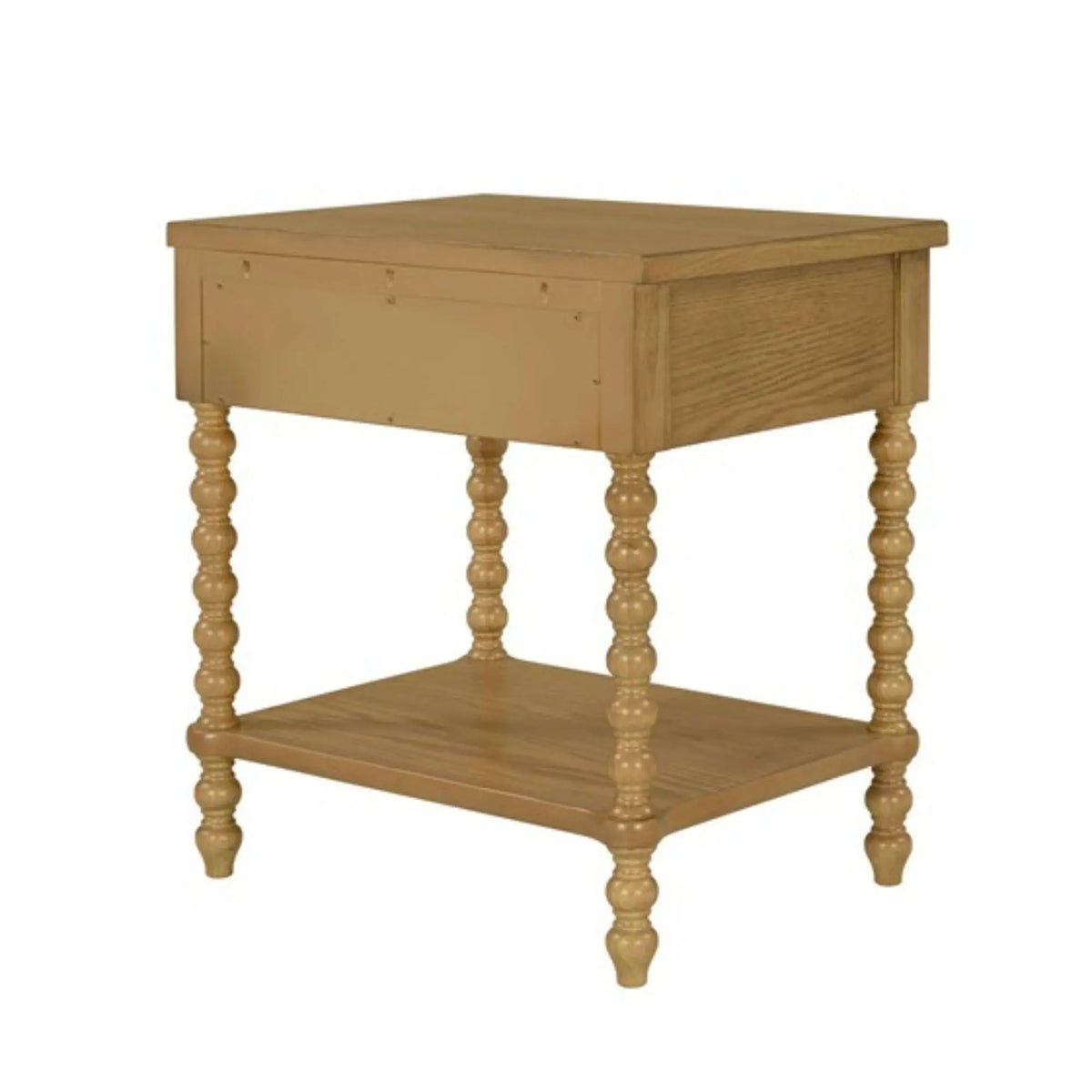 Traditional Nightstand Table | Solid Wood Frame | Drawer And Shelf | Turned Legs