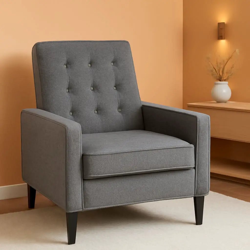 Ezra Pushback Recliner Gray Fabric Mid Century Modern from PriceLows™