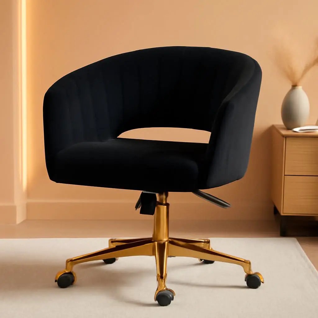 Velvet Home Office Chair 360 Degree Swivel Black Lux Velvet from PriceLows™