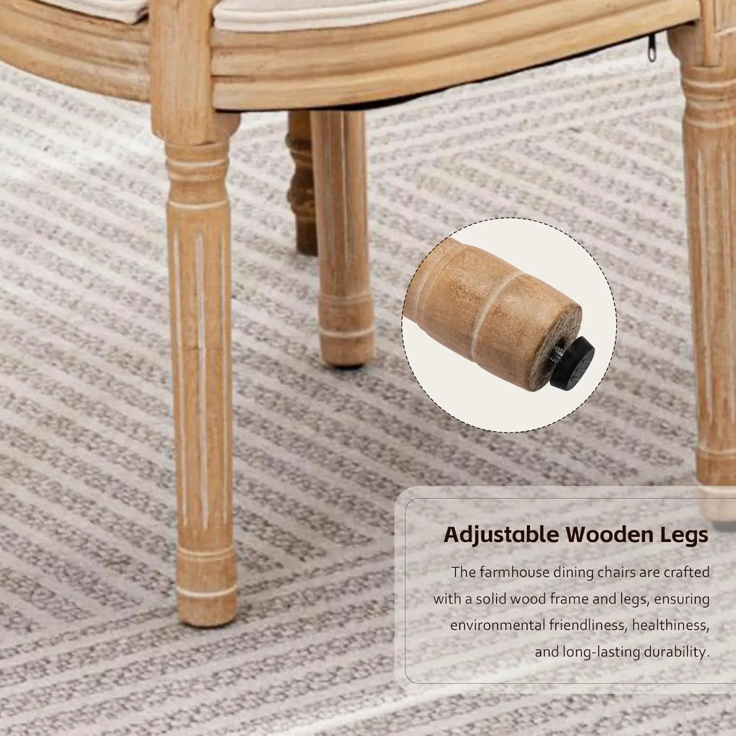 Oval Back Rattan Upholstered Dining Chairs Set Of 6 Beige With Wood Legs from PriceLows™