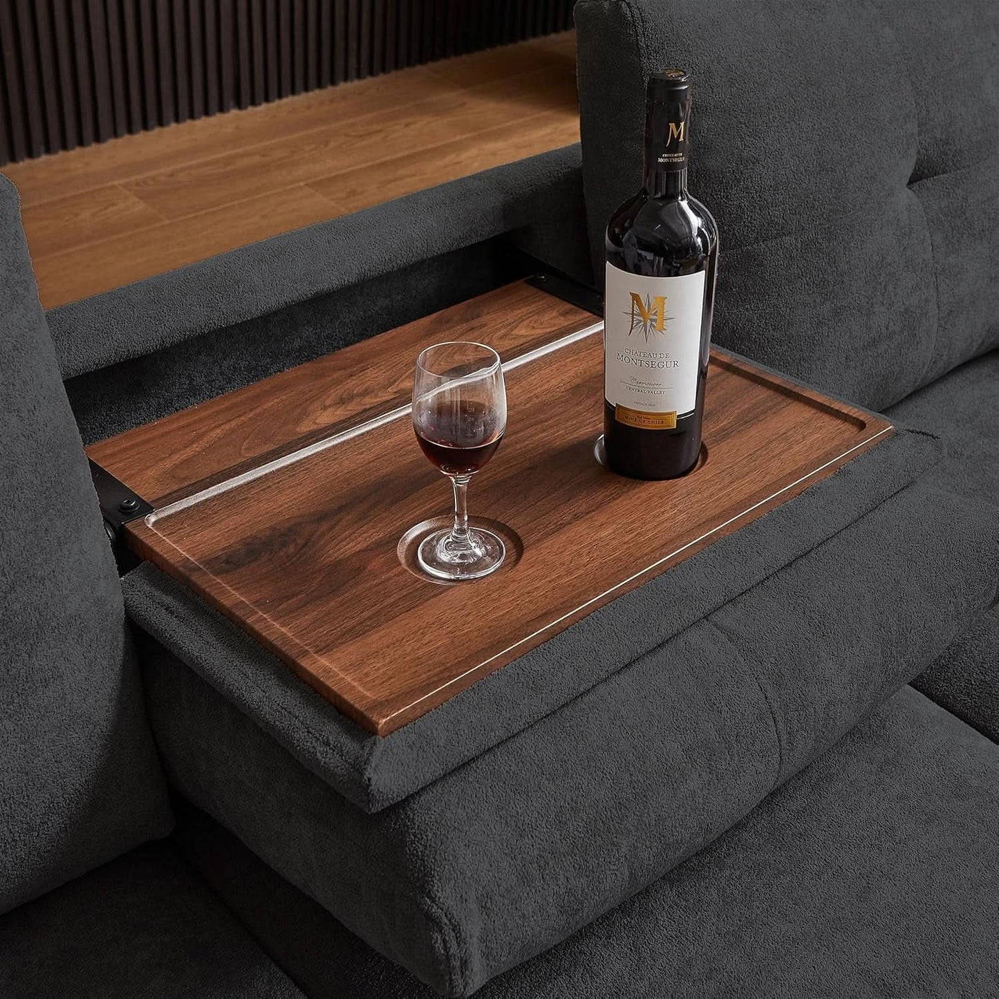 L Shaped Sectional Sofa With Storage Chaise Dark Grey from PriceLows™