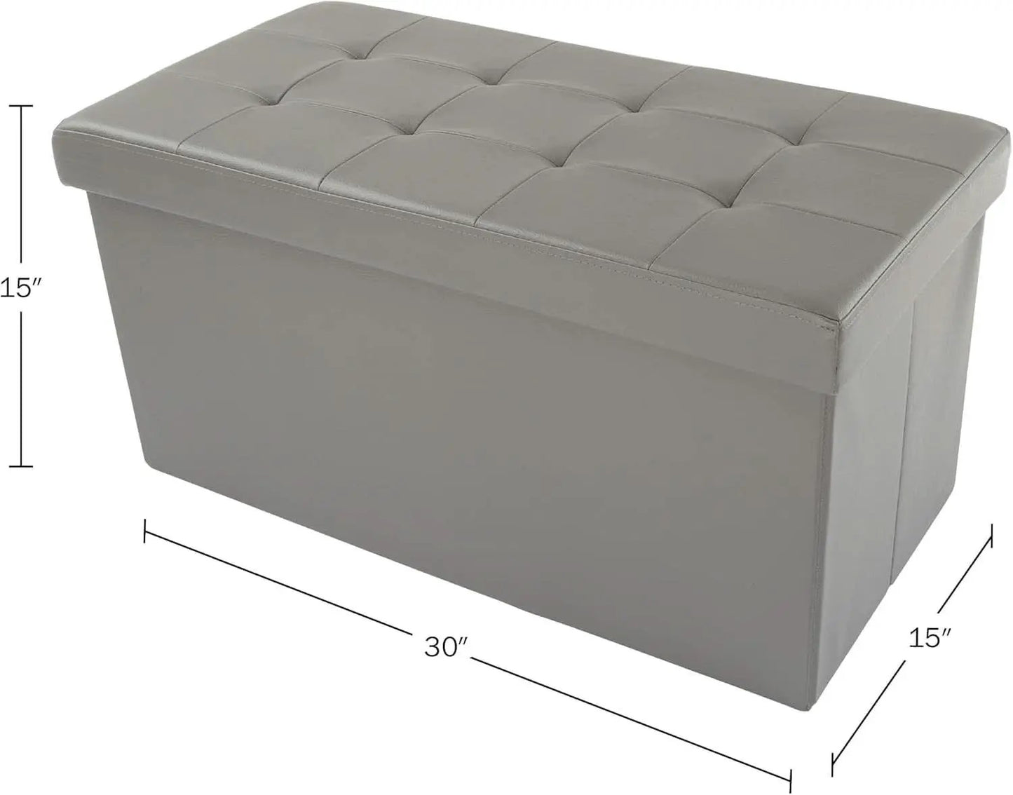 Storage Ottoman Bench 30 Inch Gray Removable Divider from PriceLows™