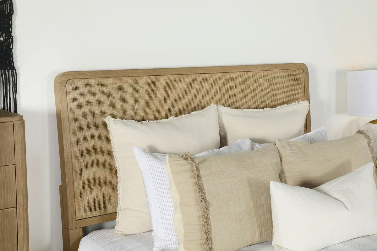 Arini Rattan Eastern King Panel Bed Sand Wash and | 81.25 x 91 x 56.25 in | Rattan & Metal | Natural