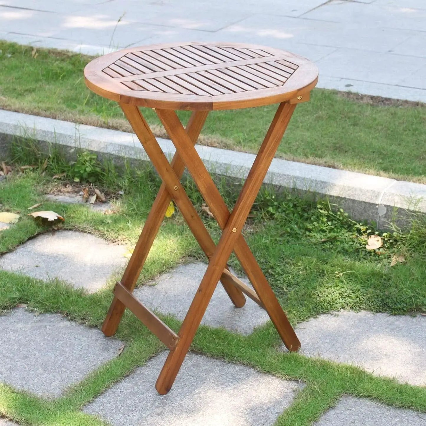 Acacia Round Folding Bistro Table And Chair Set Outdoor from PriceLows™