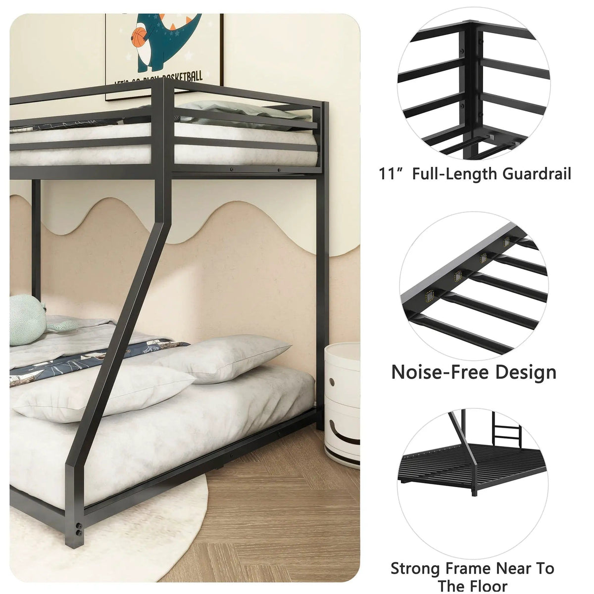 Adam Bunk Bed | 3 Pieces | Metal | Bedroom