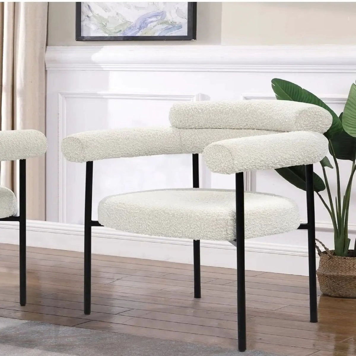 Upholstered Dining Chairs | Metal Legs | Padded Seats | Set Of Two