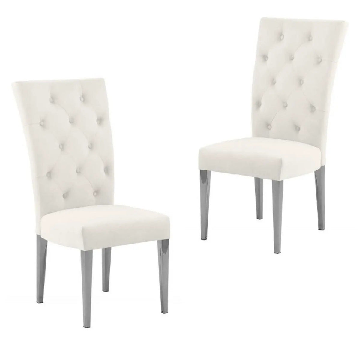 Tufted Dining Chair | Fabric Upholstery | Metal Base | Set Of Two