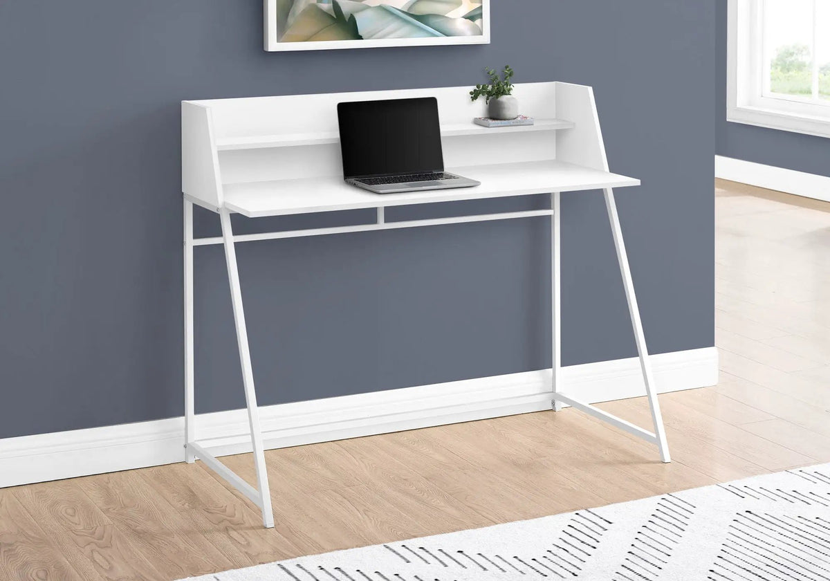 Marble Look Computer Desk With Shelves | 47.25 Inch Width | Sturdy Metal Base | 39.25 Inch Height