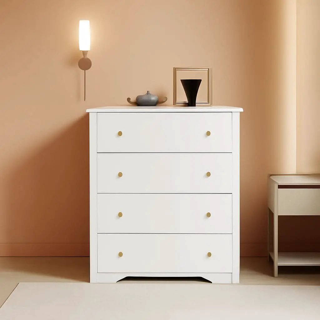 White Dresser With Four Drawers Modern Bedroom Storage from PriceLows™
