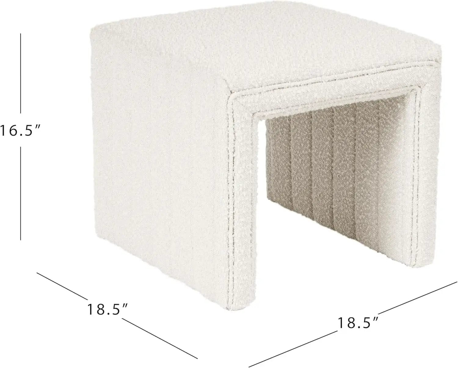 Cream Soft Boucle Upholstered Ottoman Footrest 18 Inches from PriceLows™
