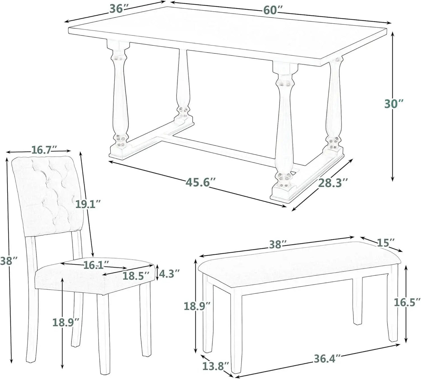 Six Person Premium Solid Wood Dining Table Set Bench from PriceLows™