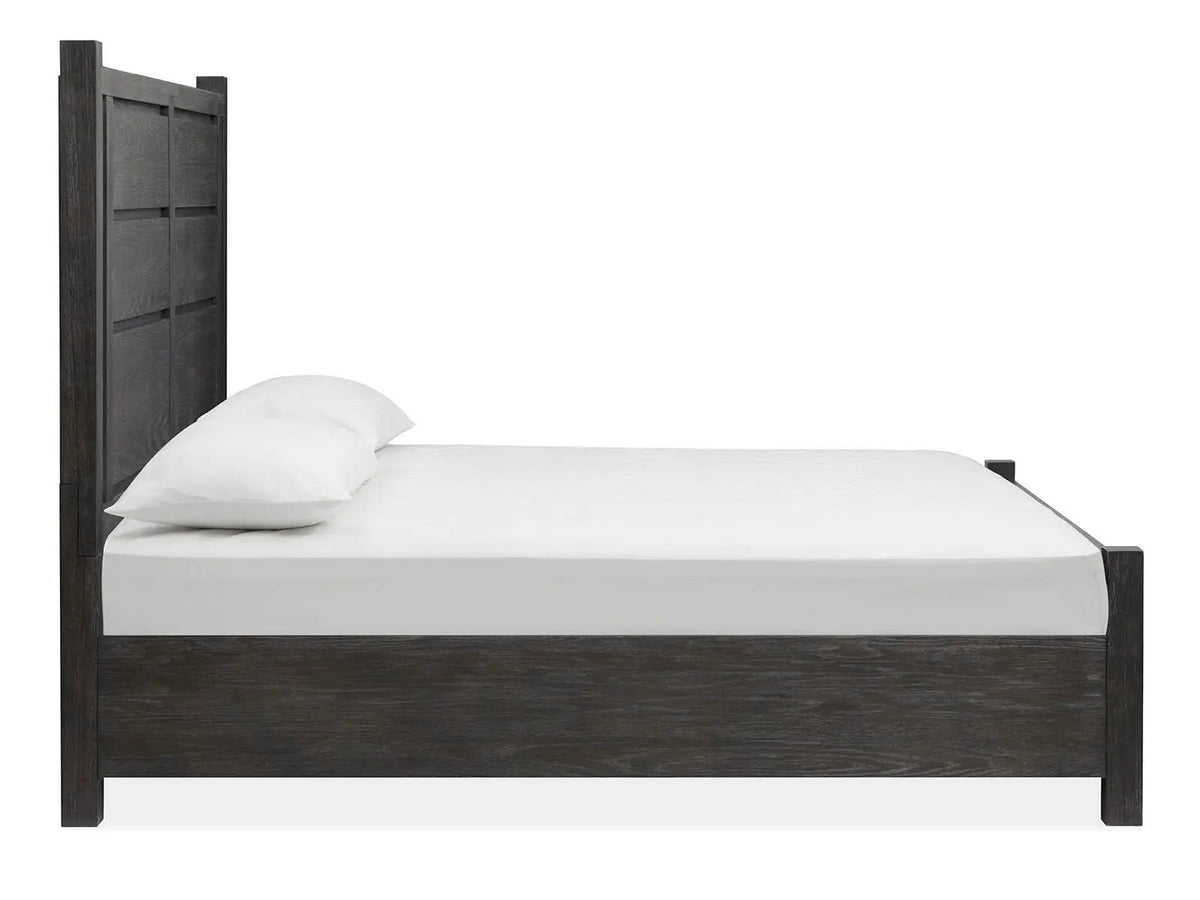 Plum Creek Panel Storage Bed | 6 Pieces | Oak Veneer & Fabric | Bedroom