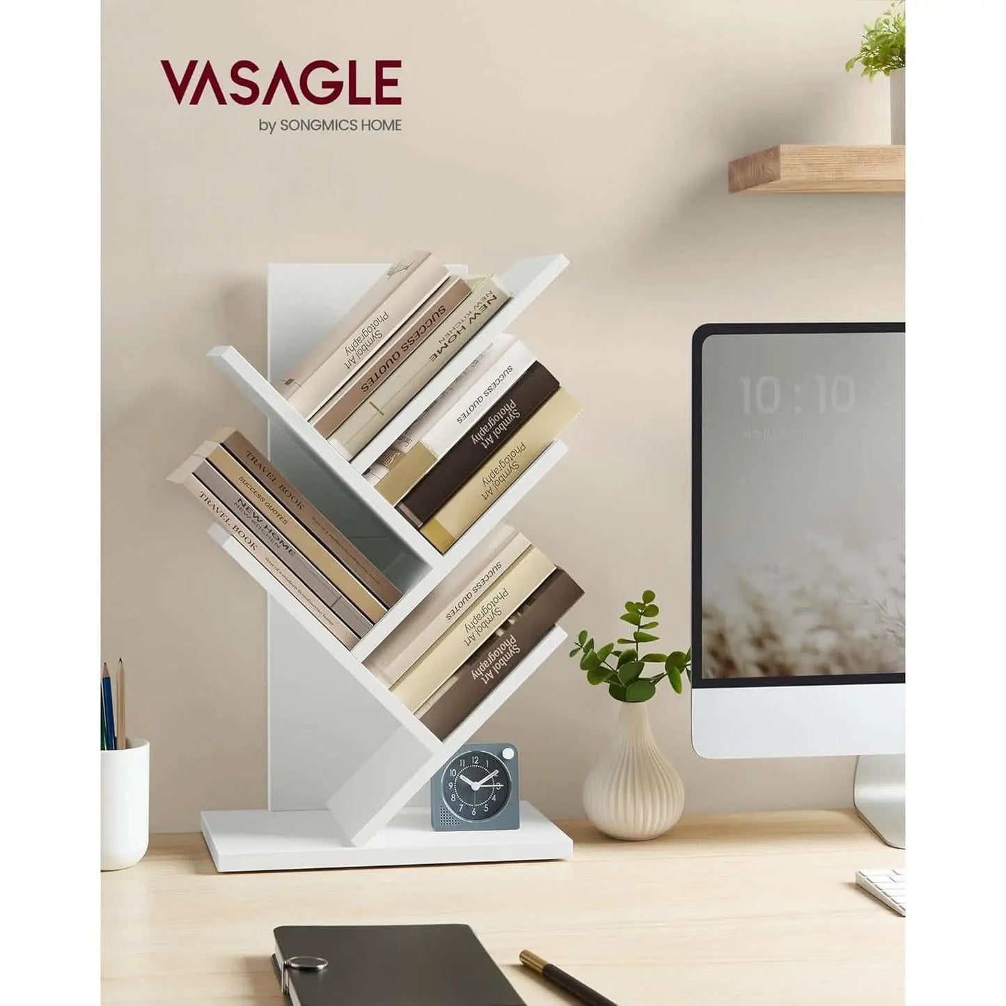Cloud White Tree Bookshelf Five Tier Corner Shelf Unit from PriceLows™