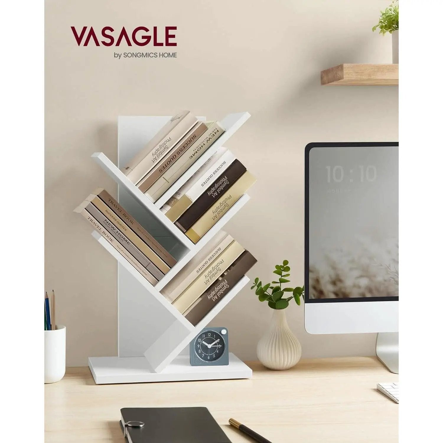 Cloud White Tree Bookshelf Five Tier Corner Shelf Unit from PriceLows™
