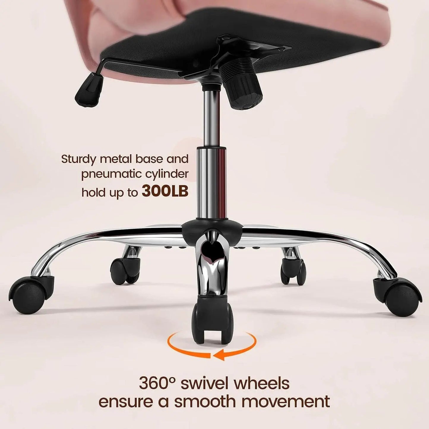 Pink Velvet Desk Chair Backrest Office Chair Modern from PriceLows™