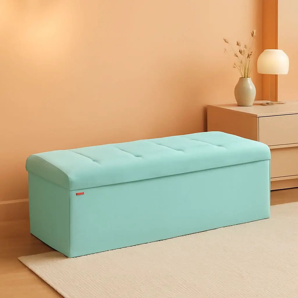 Moon light Green Foldable Storage Ottoman Bench Room from PriceLows™