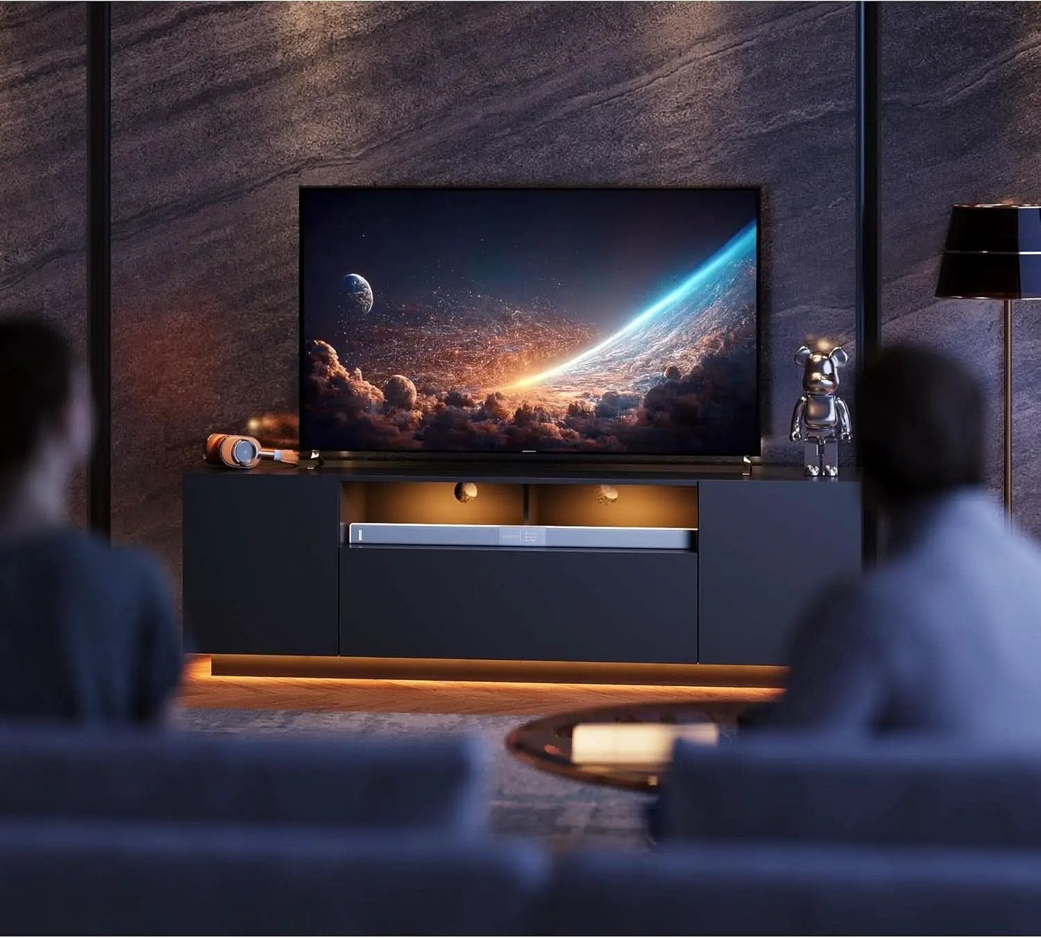Black 58-Inch TV Console For Living Room Entertainment from PriceLows™