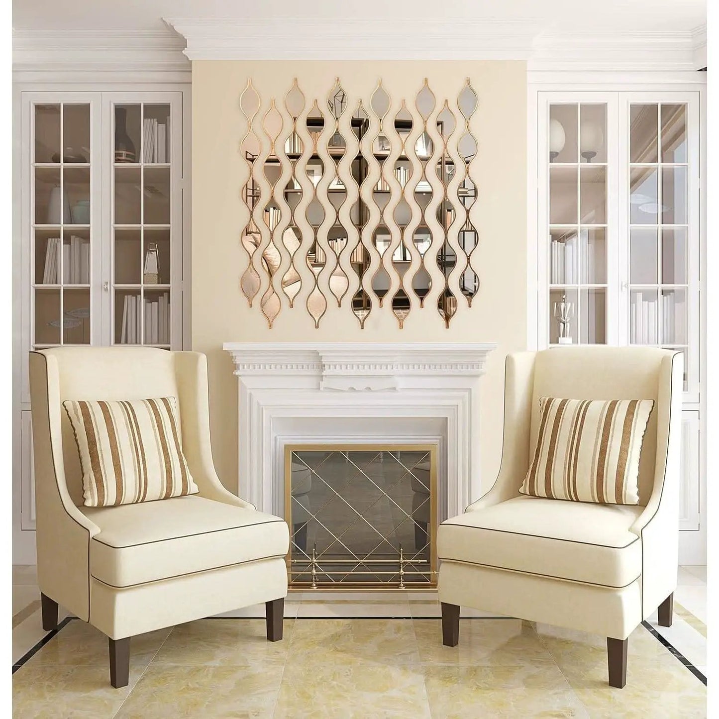 Teardrop Mirror Wall Decor Set Of 5 In Gold For Living Room from PriceLows™