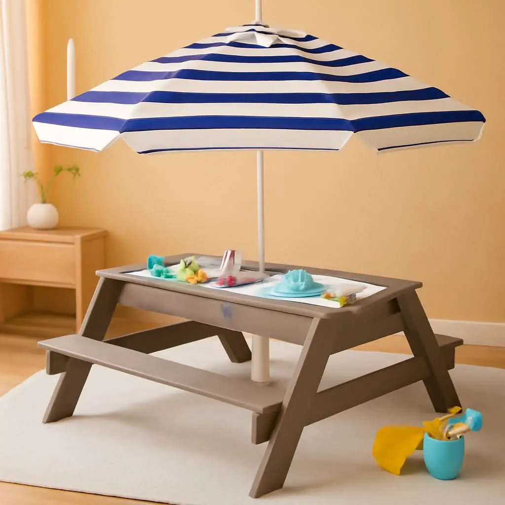 Gray Navy Kids Three In One Sand And Water Table Umbrella from PriceLows™