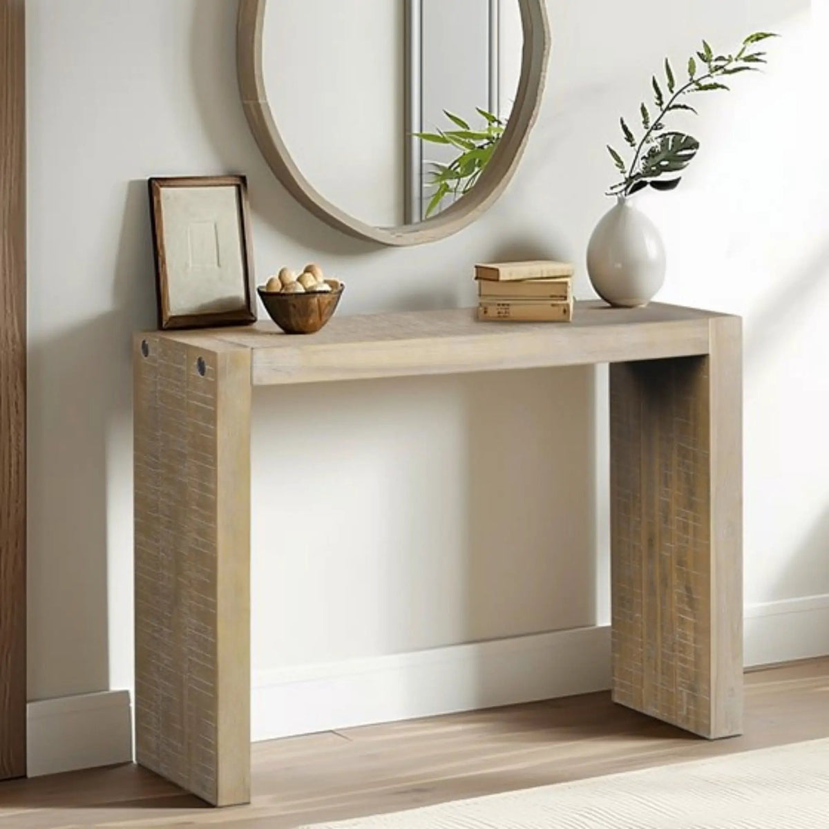 Modern Console Table | 54 Inch Width | Solid Wood Construction | Clean-Lined Design
