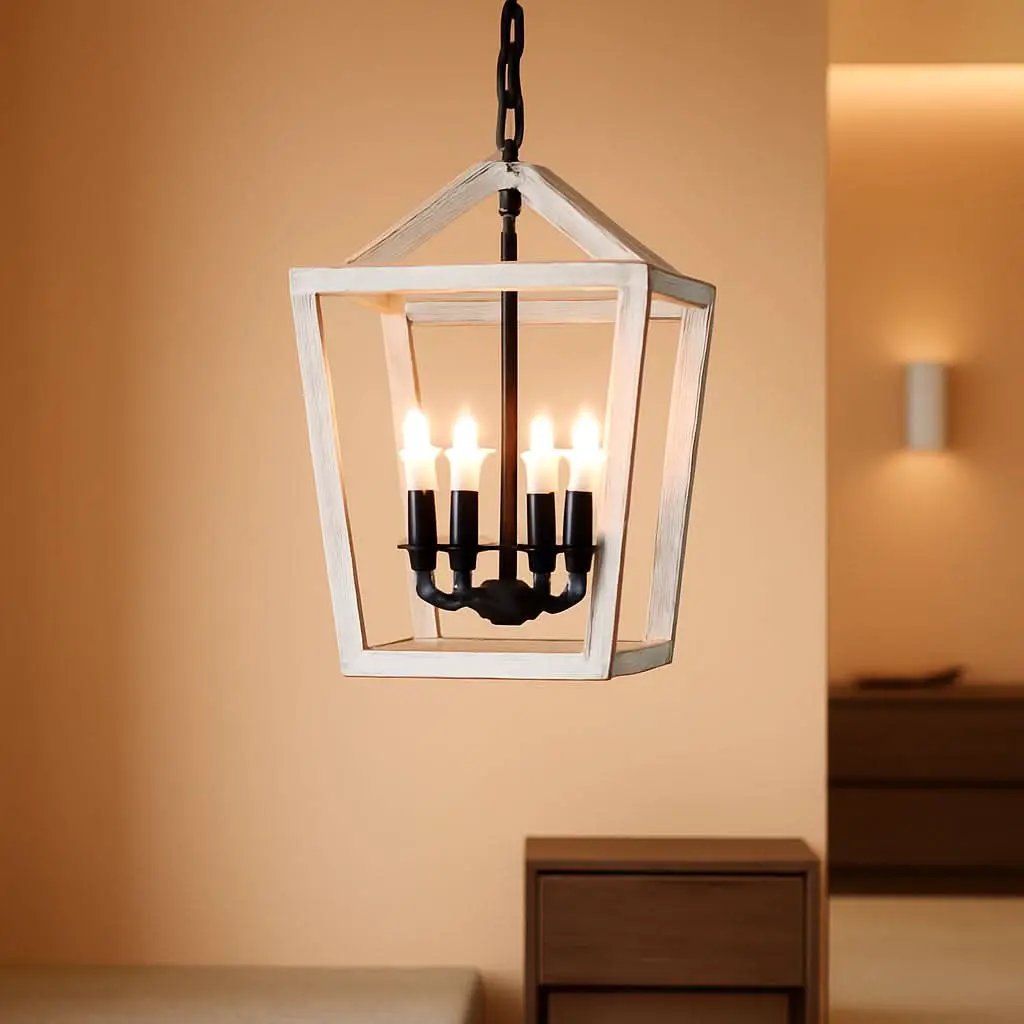 Rustic 4 Light Chandelier With Brushed White Oak Finish from PriceLows™