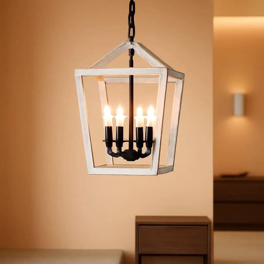 Rustic 4 Light Chandelier With Brushed White Oak Finish from PriceLows™