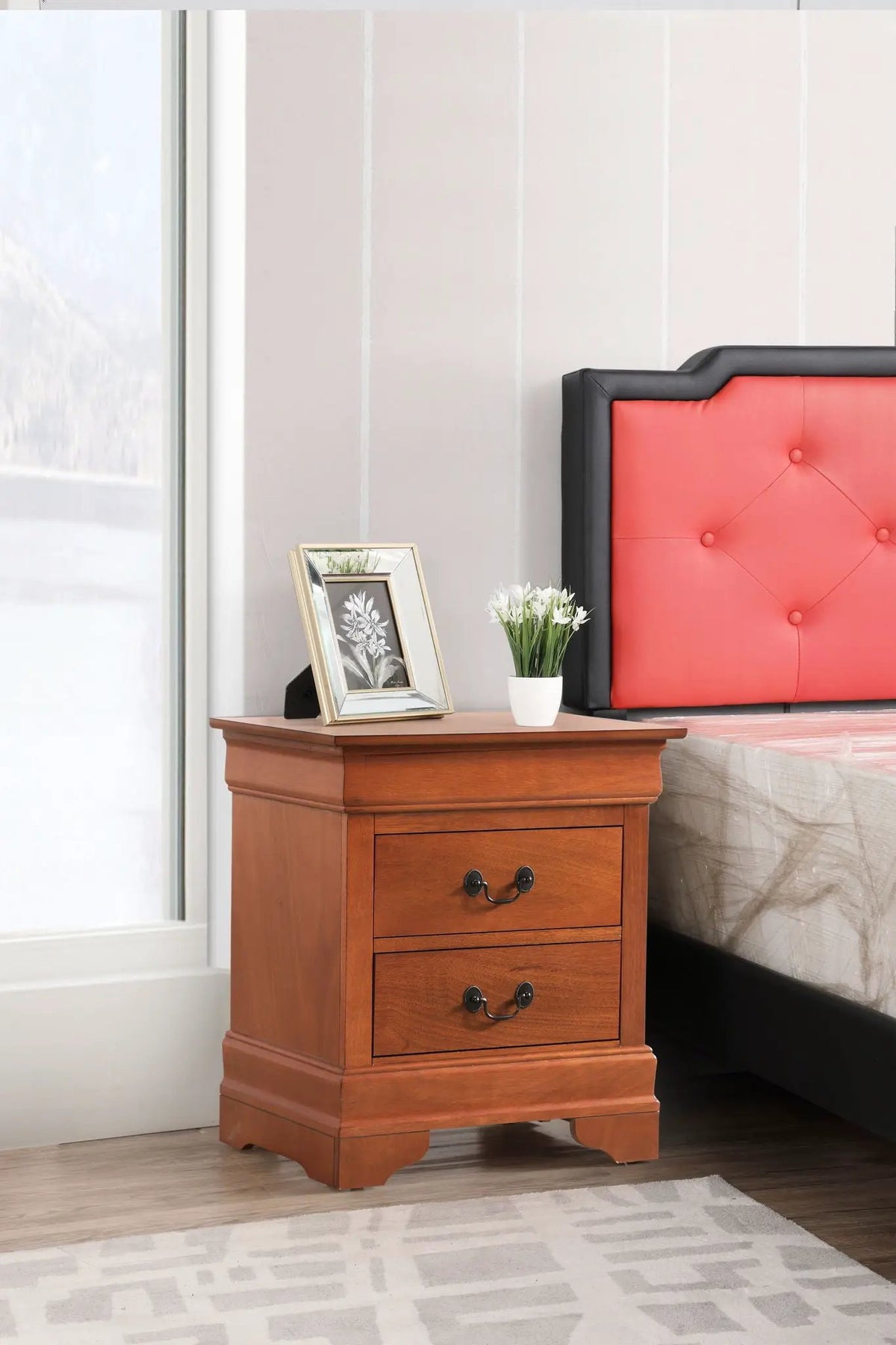 Louis Phillipe Nightstand | Traditional Wood Design | English Dovetailed Drawers | Metal Center Guides