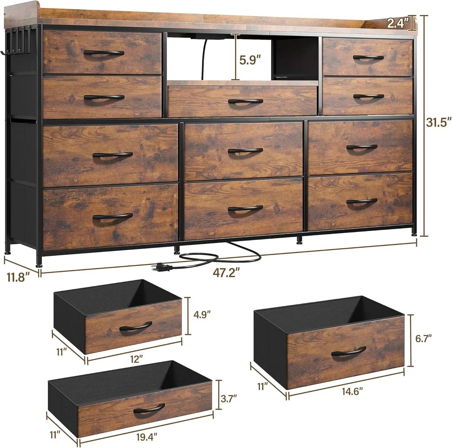 Dresser TV Stand 60 Inch Wide With 11 Drawers Unit from PriceLows™