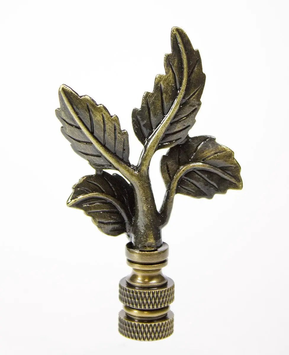 Lamp Finial | Antique Brass | 3 Inch Height | Leaf Design