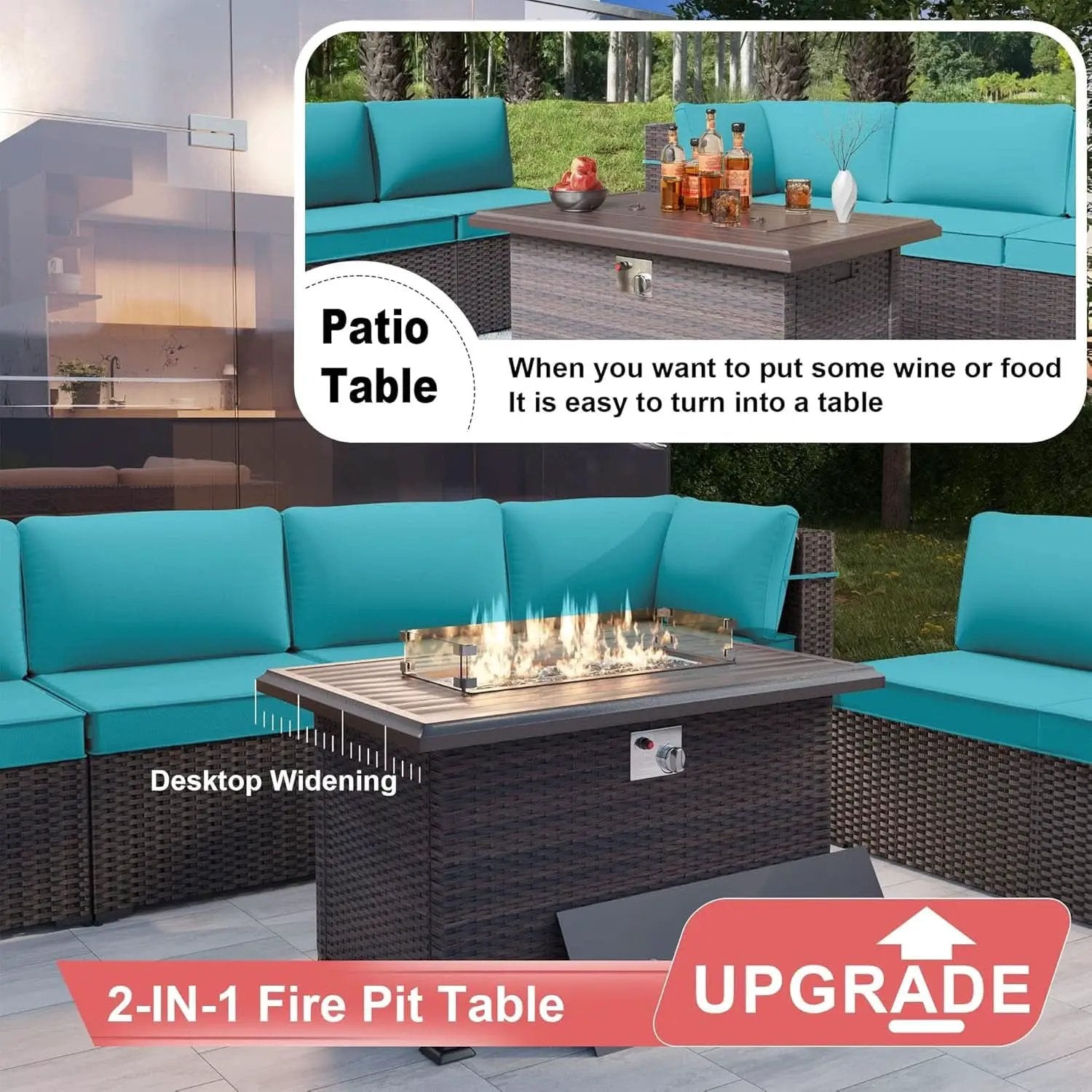Rattan Patio Furniture Set With Fire Pit Table from PriceLows™