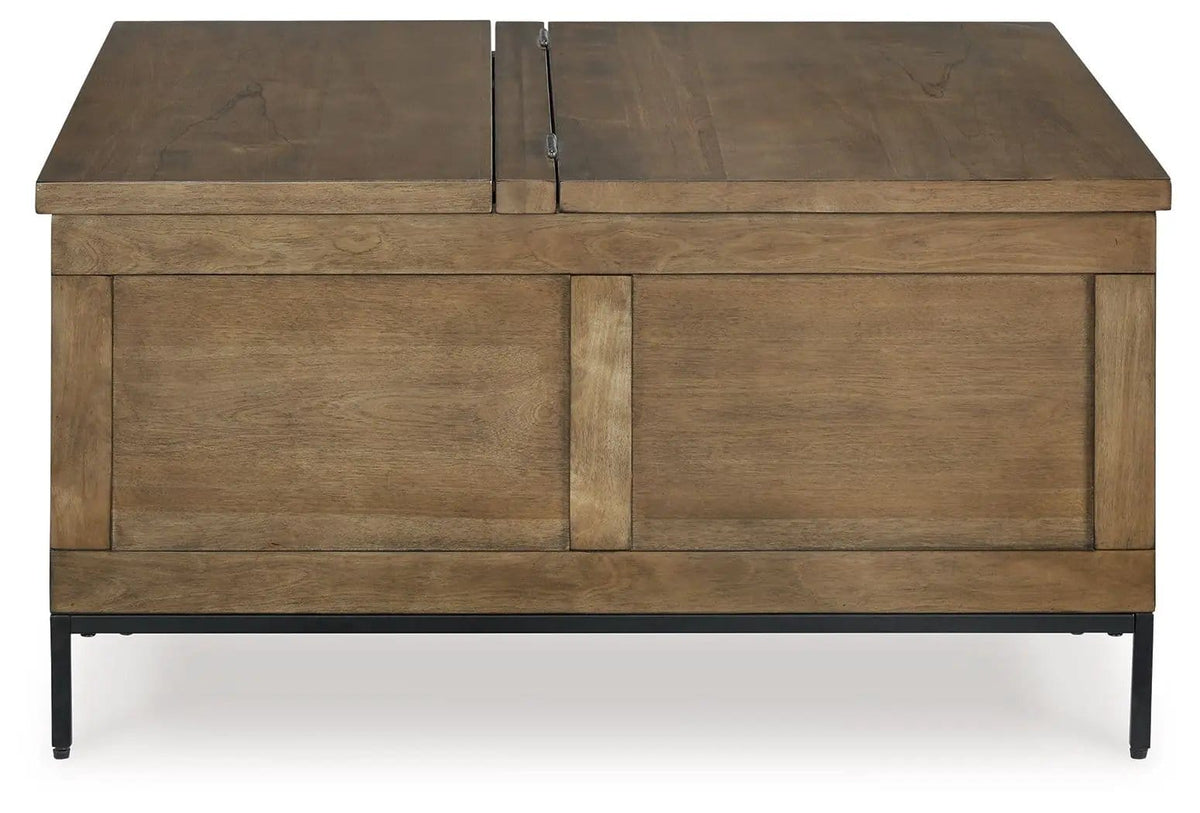 Torlanta Lift Top Cocktail Table | 36 x 36 x 18.5 in | Solid Wood & Steel | Brown