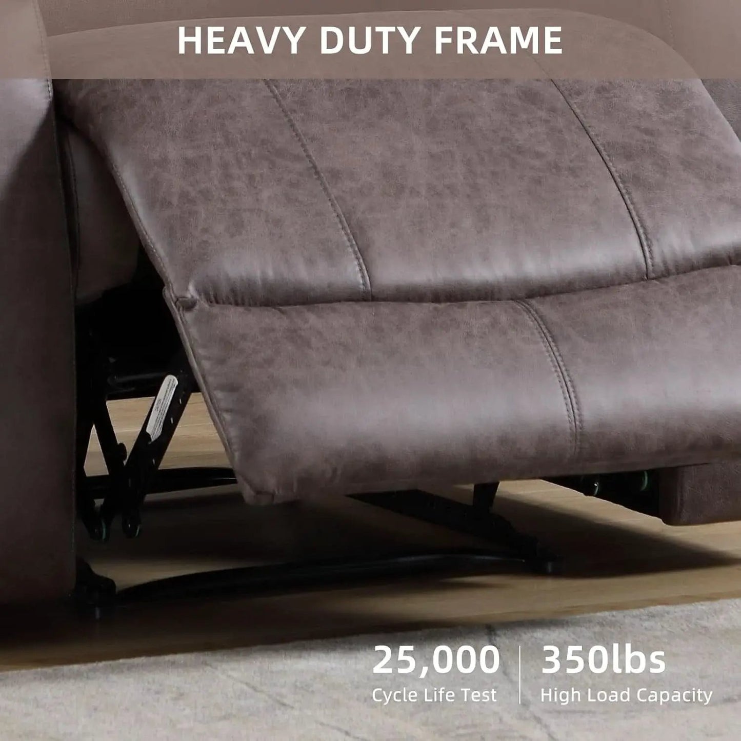 Grey Full Grain Leather Manual Recliner With Cup Holders from PriceLows™