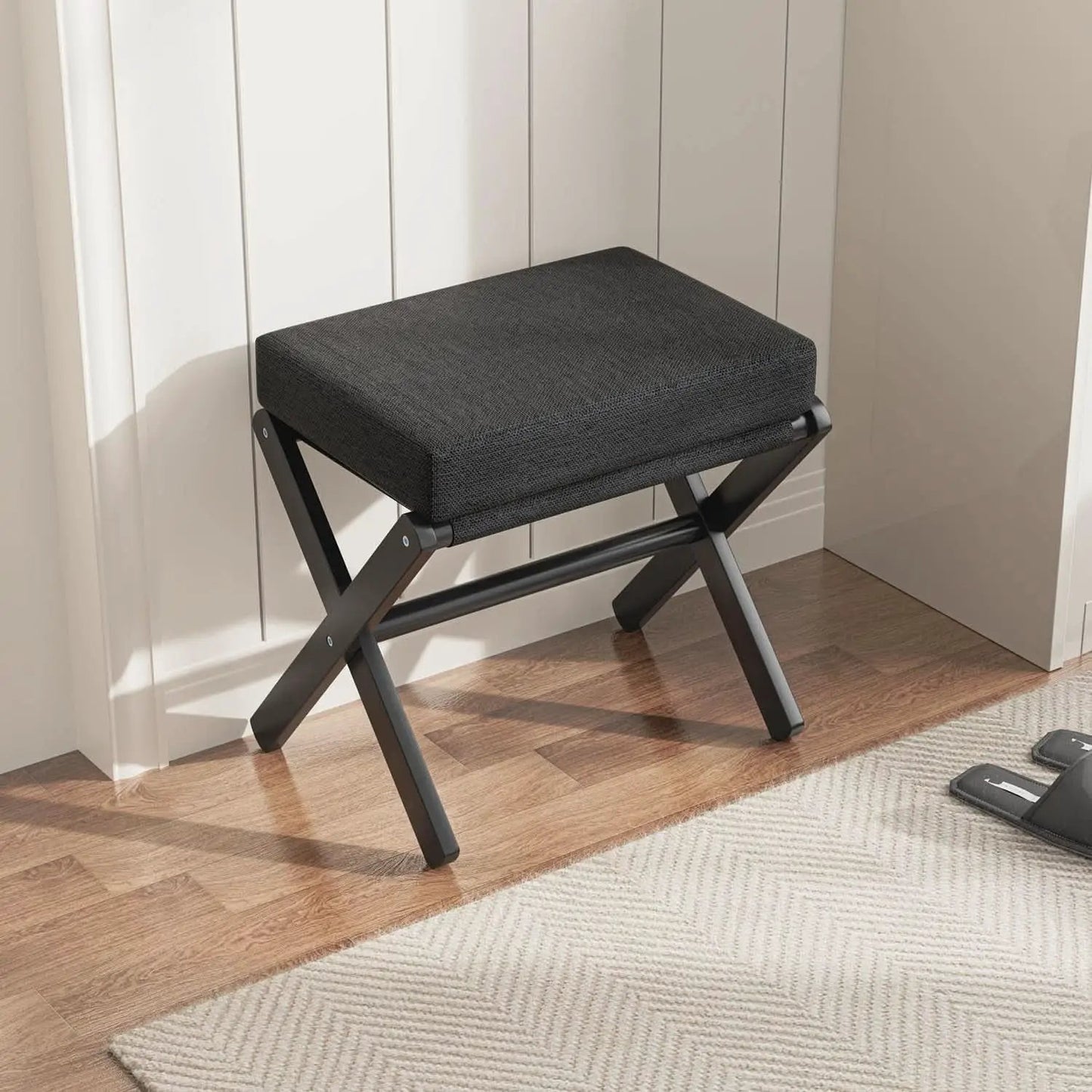 Foldable Foot Stool Black For Contemporary Living Room from PriceLows™