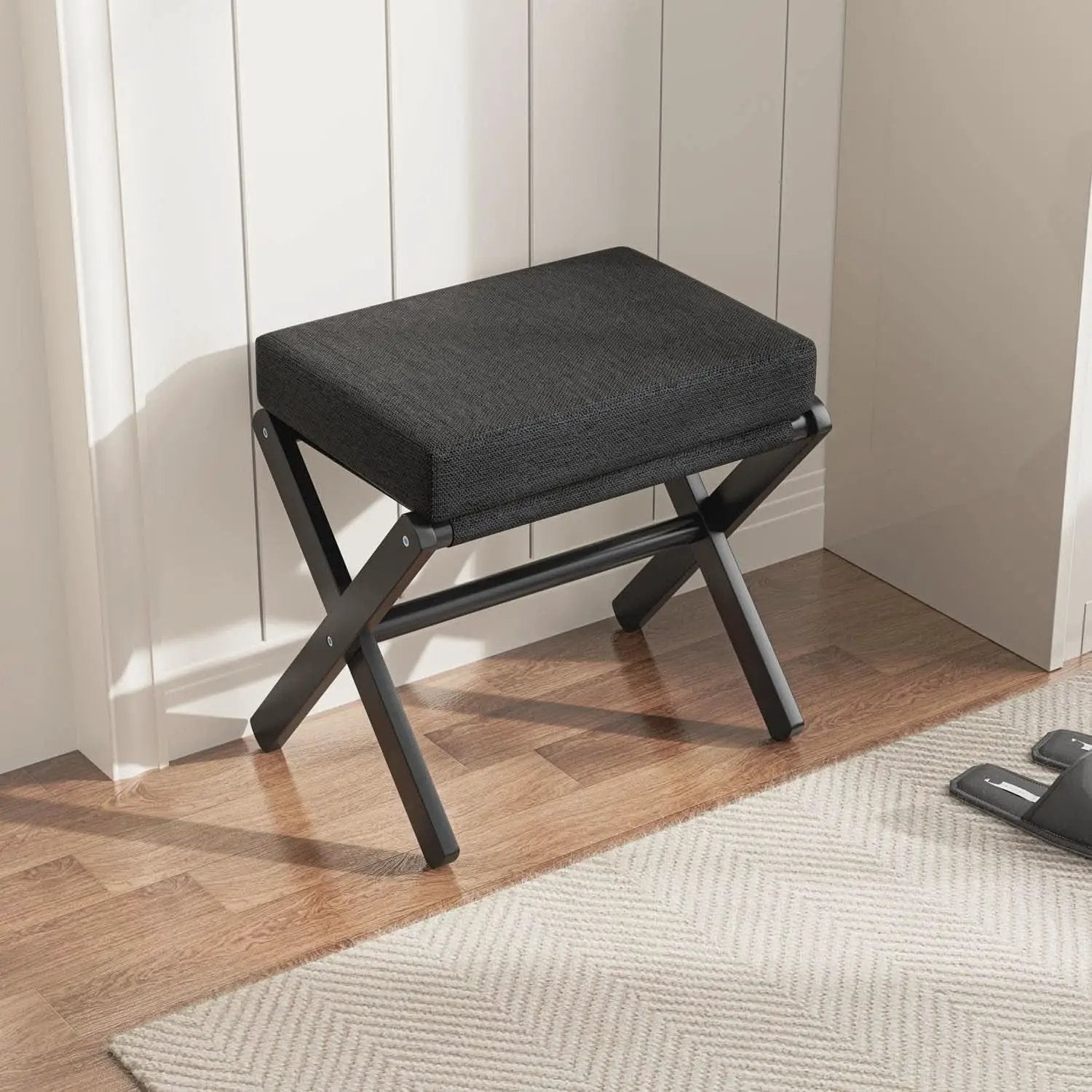 Foldable Foot Stool Black For Contemporary Living Room from PriceLows™