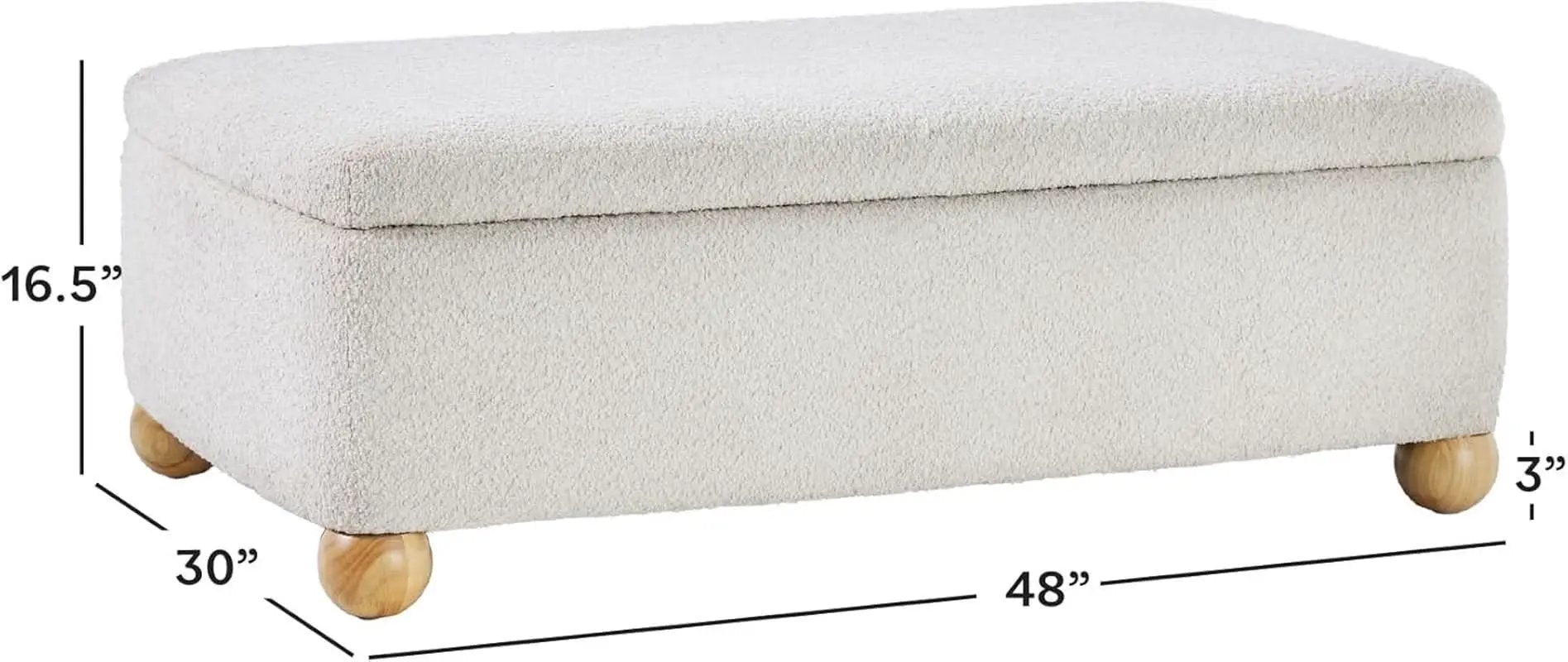 Contemporary Large Ivory Storage Ottoman With Legs from PriceLows™