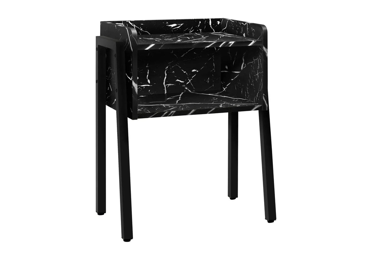 2-Tier Accent Side Table | Rectangular Top | Storage Cubby | Contemporary Design
