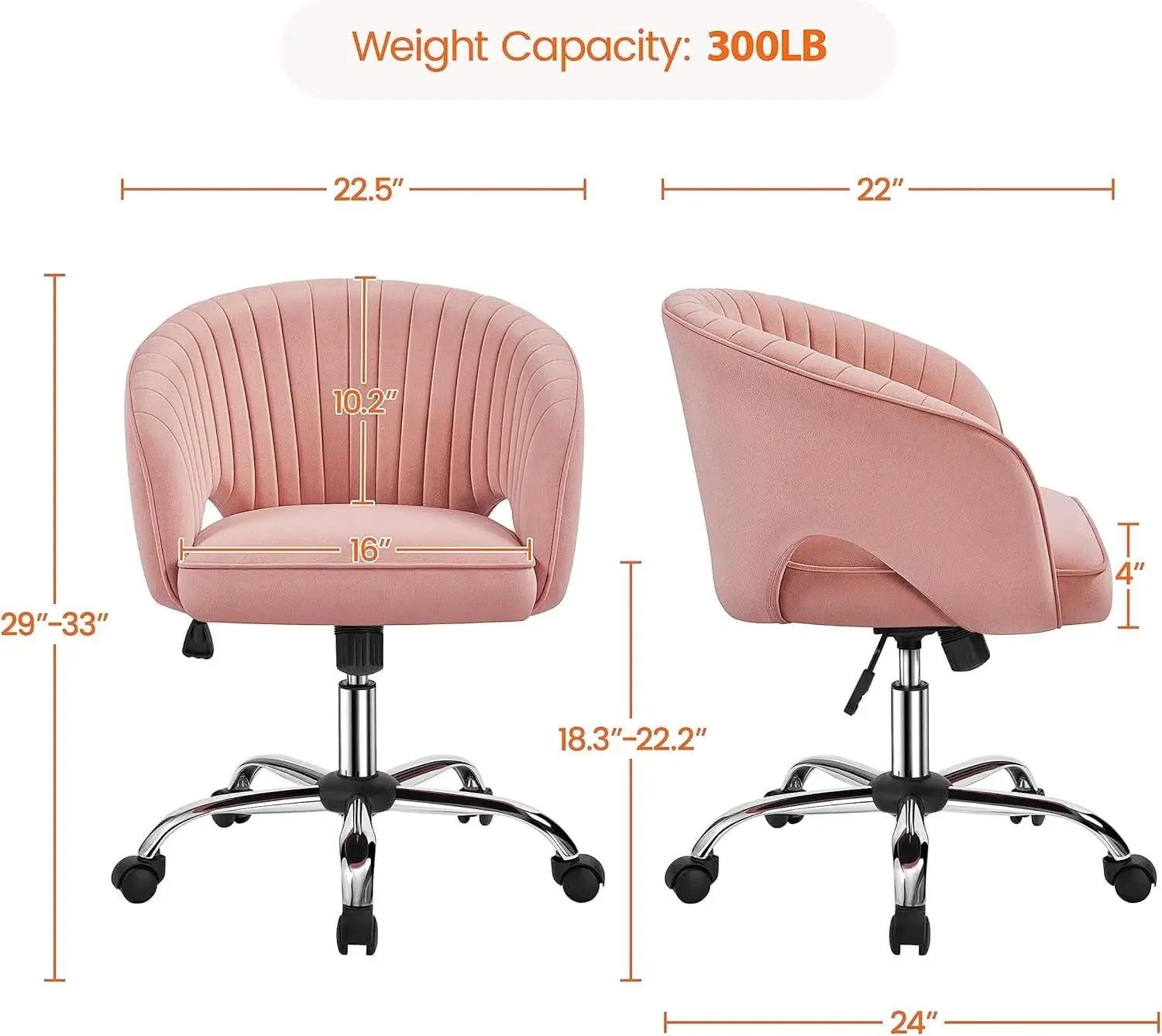 Pink Velvet Desk Chair Backrest Office Chair Modern from PriceLows™