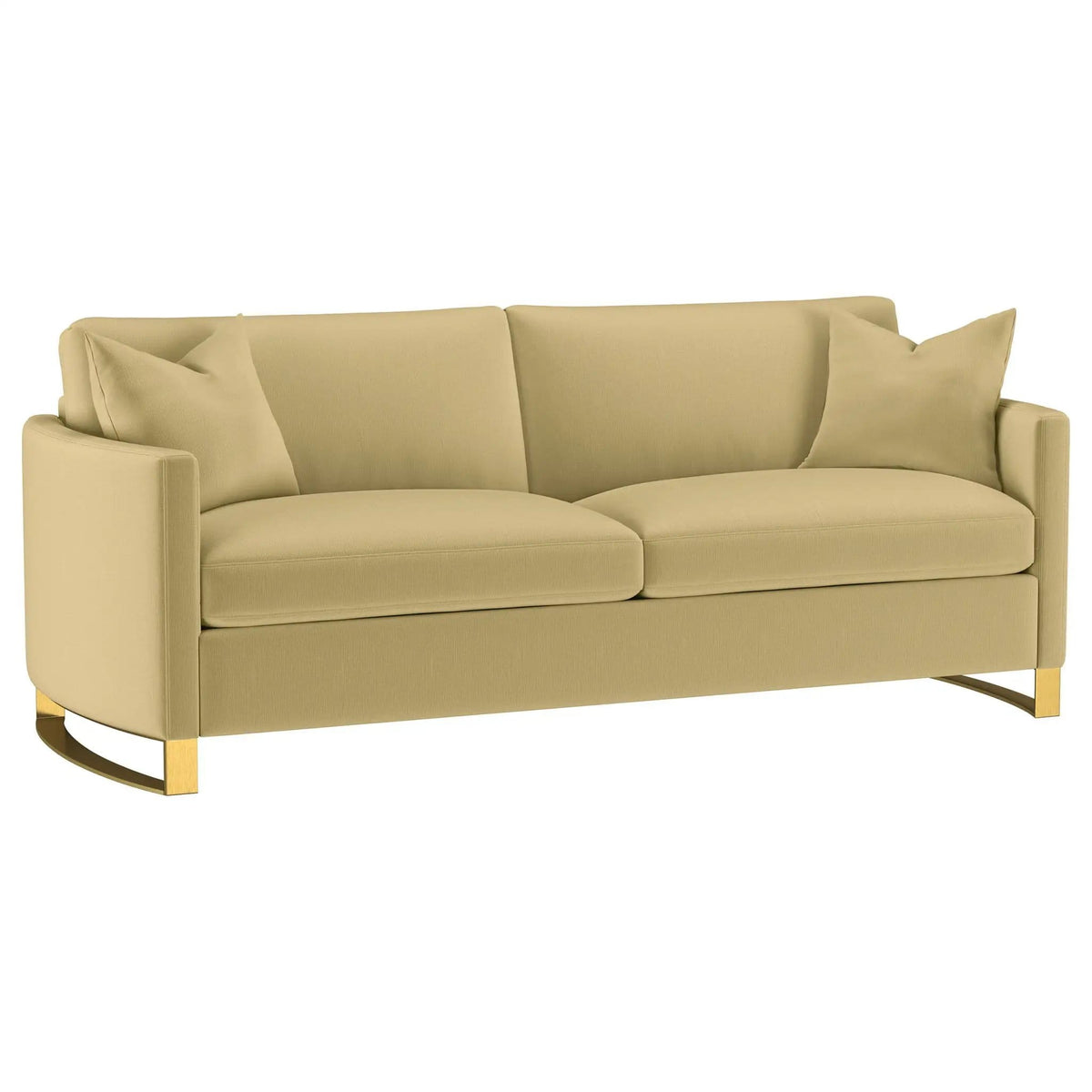 Corliss Upholstered Curved Track Arm Sofa Camel | 91 x 36.5 x 36 in | Velvet & Stainless Steel | Living Room