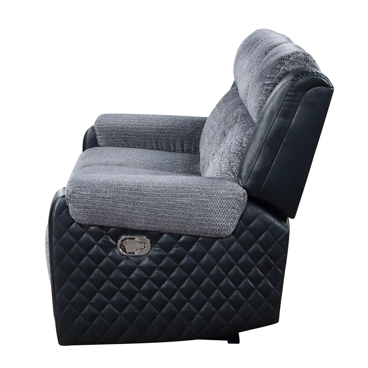 Alicia Reclining Sofa | Glider Recliner | Two-Toned Dark Gray Fabric | 85.75 Inch Length
