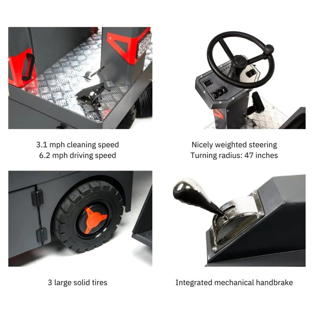 49 Inch Heavy Duty 1400W Electric Industrial Ride On Floor Sweeper With Dustbin | 49 Inch | 1400 Watt | Power Sweeper