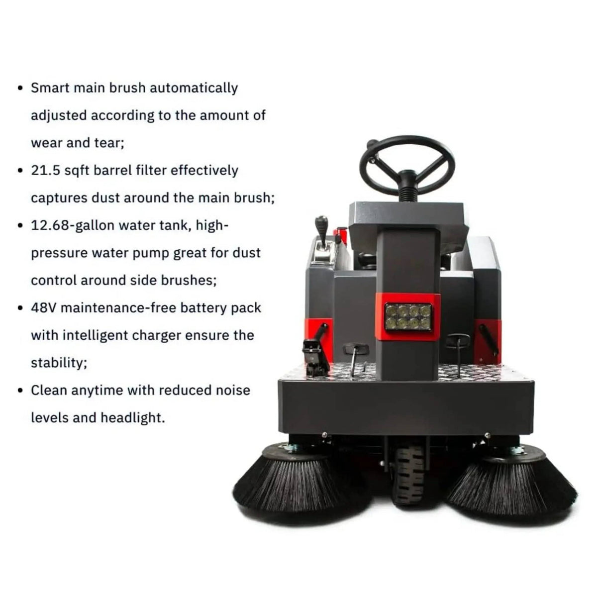 49 Inch Heavy Duty 1400W Electric Industrial Ride On Floor Sweeper With Dustbin | 49 Inch | 1400 Watt | Power Sweeper